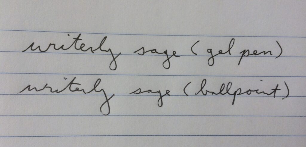 gel pen versus ballpoint handwriting